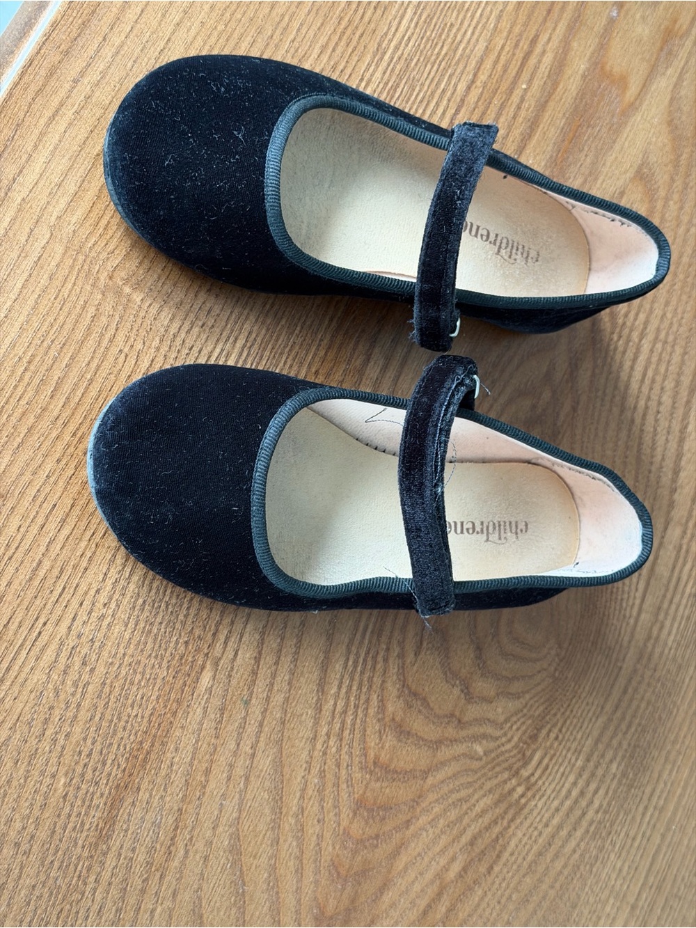 Girls' Black Velvet Mary Jane Dress Shoes with Adjustable Strap